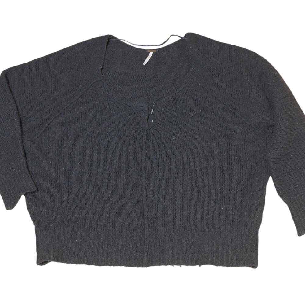 Free People Gray Fisherman Sweater Wool Blend Boho Cozy Sz SP - Picture 12 of 15